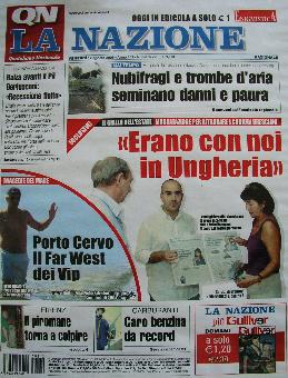 Fabrizio Morviducci in foto sulla prima pagina di Qn/La Nazione del 12 agosto 2005